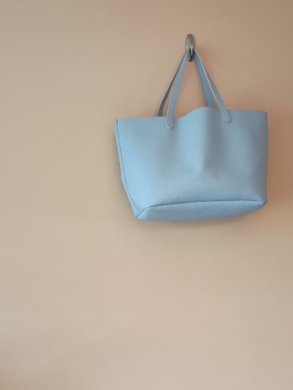 Light Blue Women's Tote Bag with Cutout Detail - Picture 7 of 7